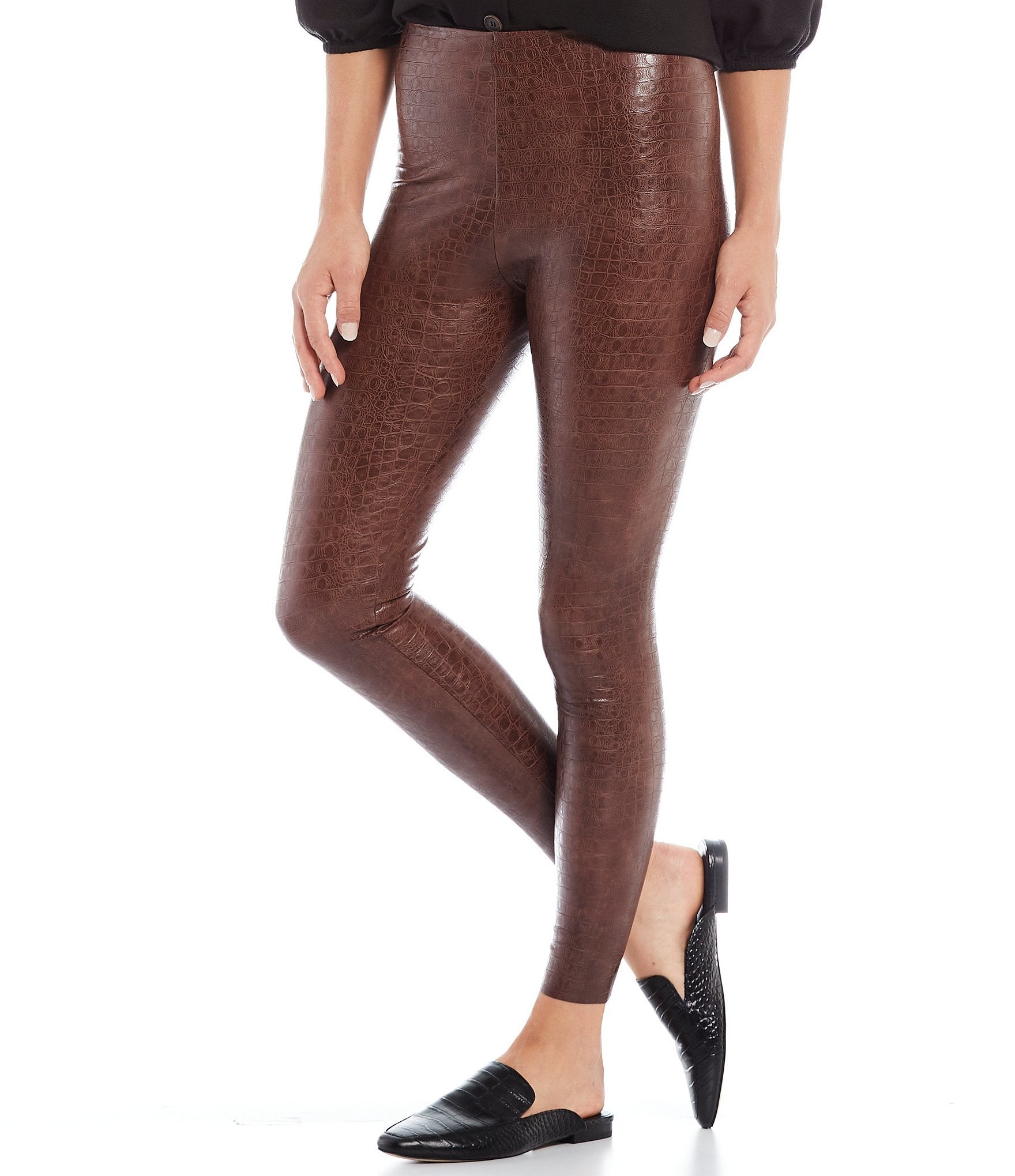 Commando Faux Leather High Rise Animal Leggings in Brown Croc L