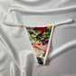 Embroidered Floral Triangle Bralette, Garter Belt, and G-String Set